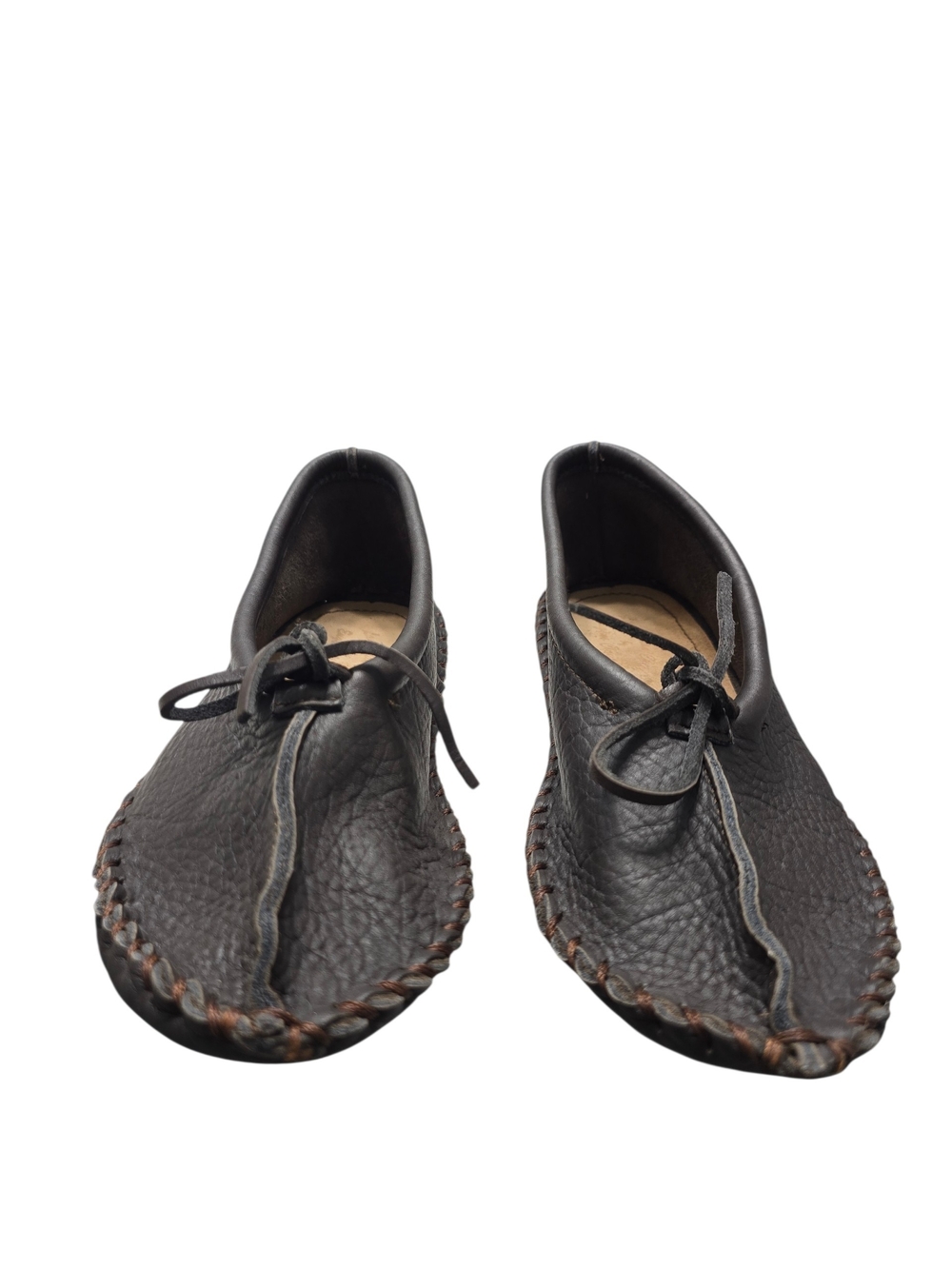 Laurentian Chief Women's Brown 10 Buffalo Hide Ballerina Leather Moccasin Shoes